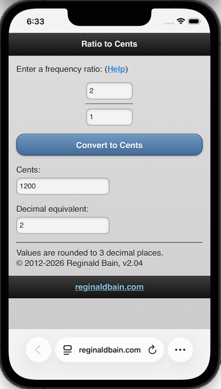 Ratio to
                    Cents interface